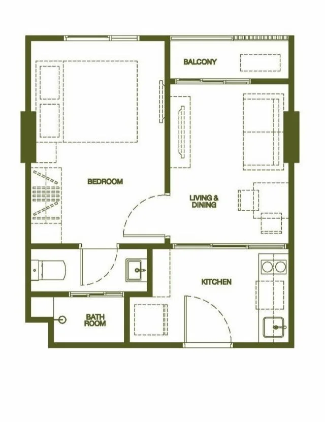 1 bed 31 sqm unit plan