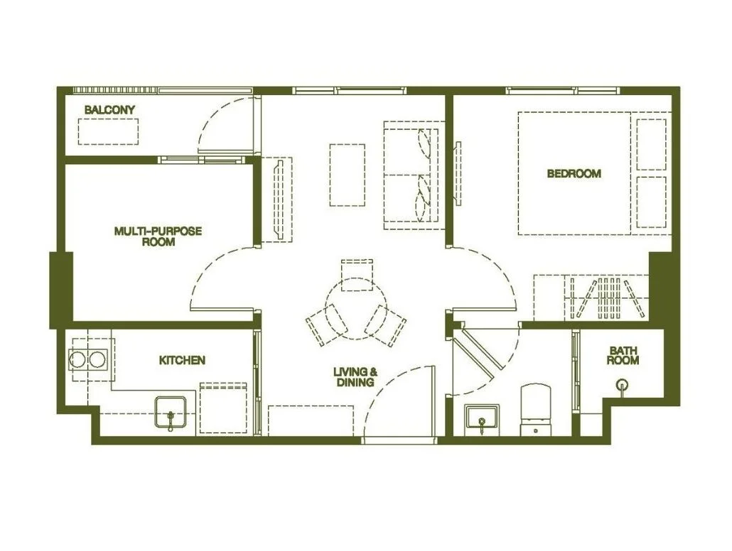 1 bed plus 35 sqm unit plan
