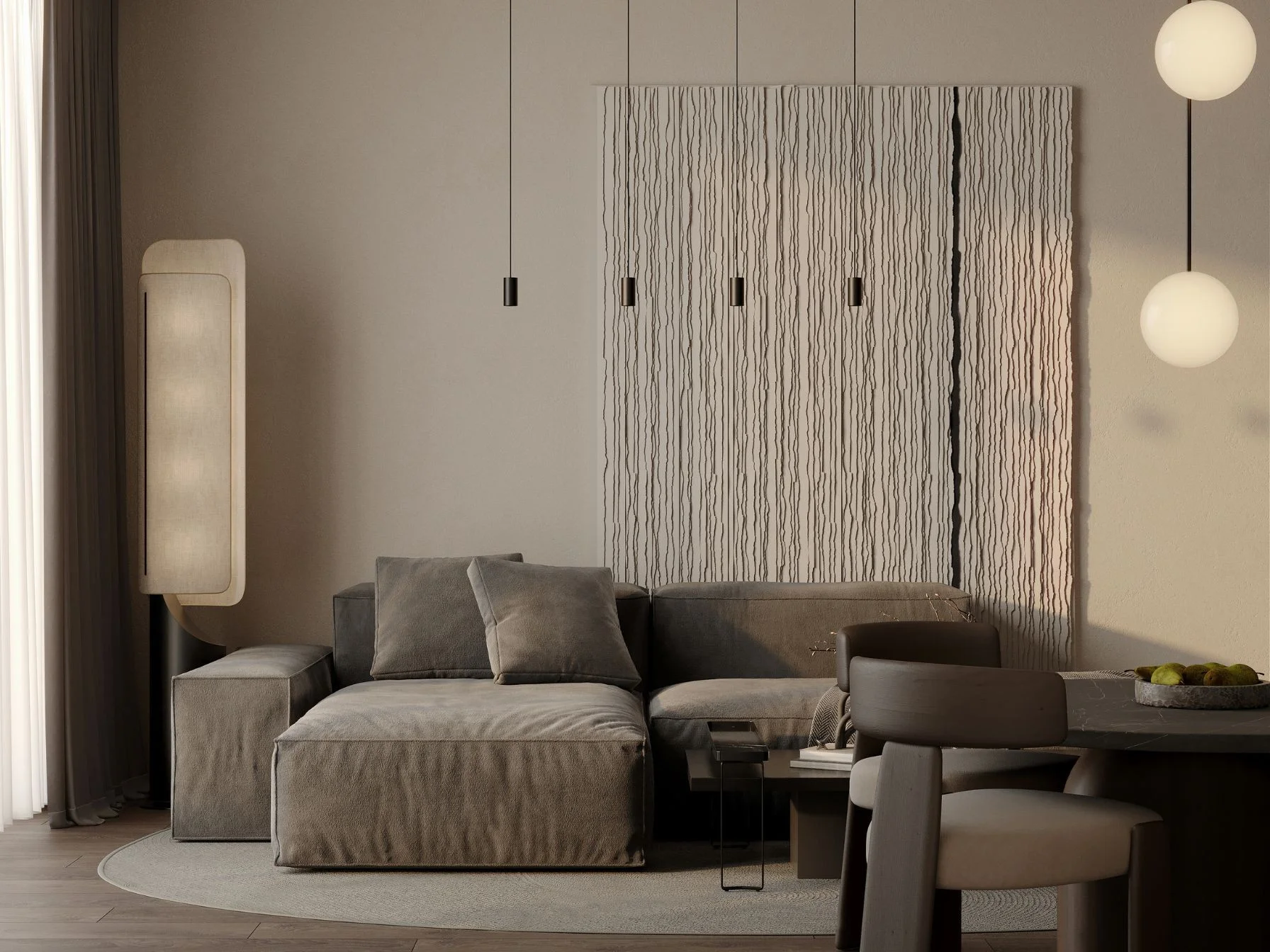 Living room interior in 2-bedroom apartment at Sunny Moon, Nai Ha