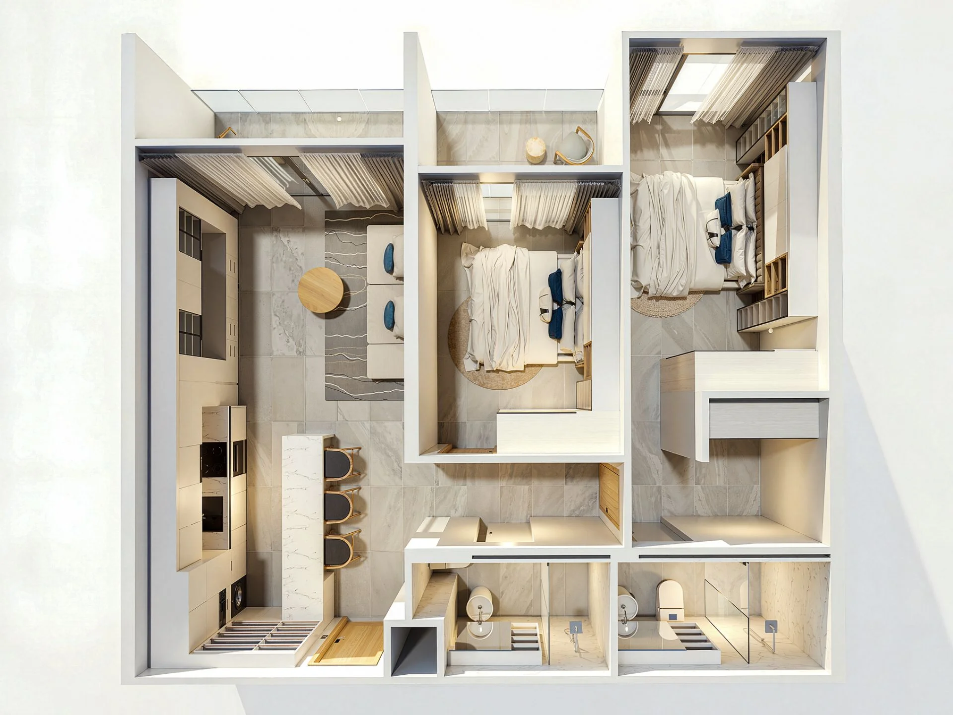 Unit Plan 2 bedrooms 90sqm  Wallaya Residence Nai Harn