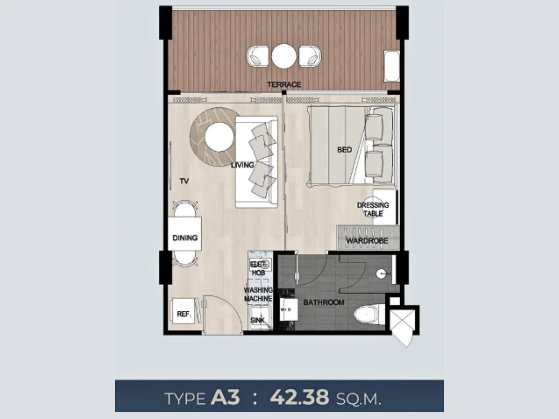 Unit Plan 1 bed 42sqm Sea Heaven Naithon