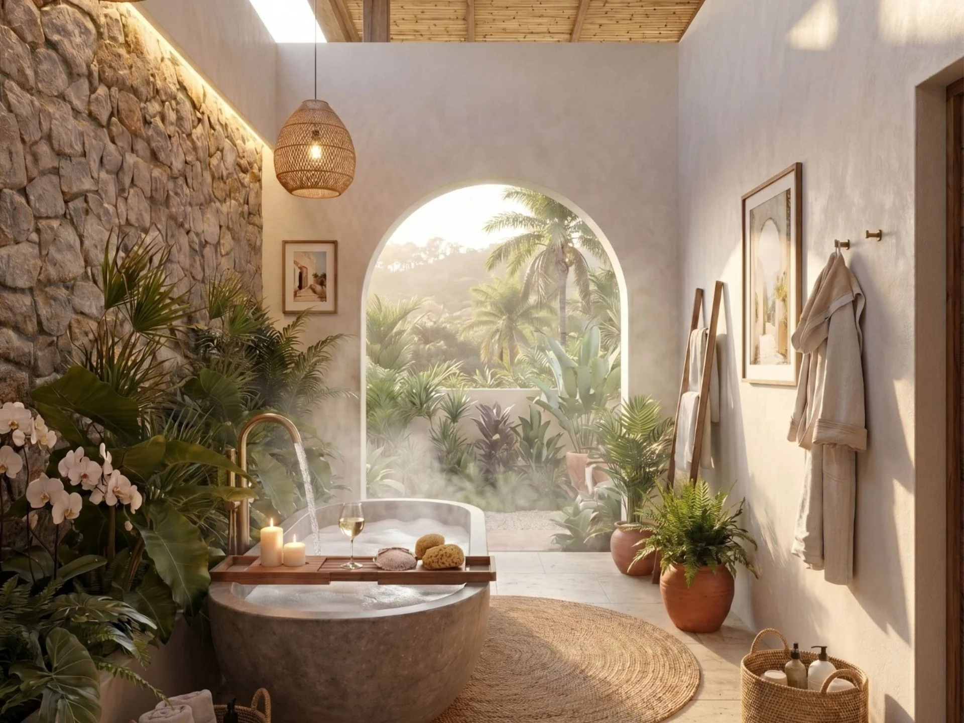 Second floor as a private zone with hot tub