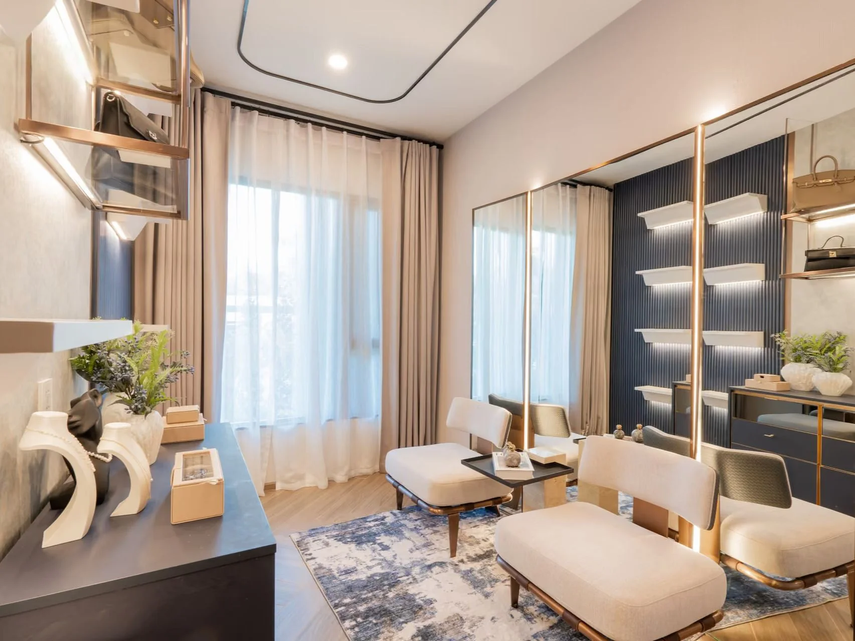 Living room interior in 2-bedroom apartment at The Title Modeva, Bang Tao