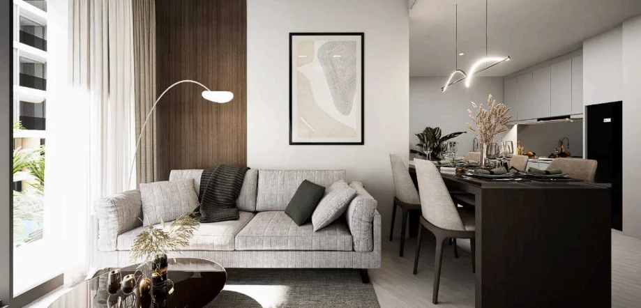Soggiorno e cucina in appartamento 2 camere a SunHills Layan, Phuket