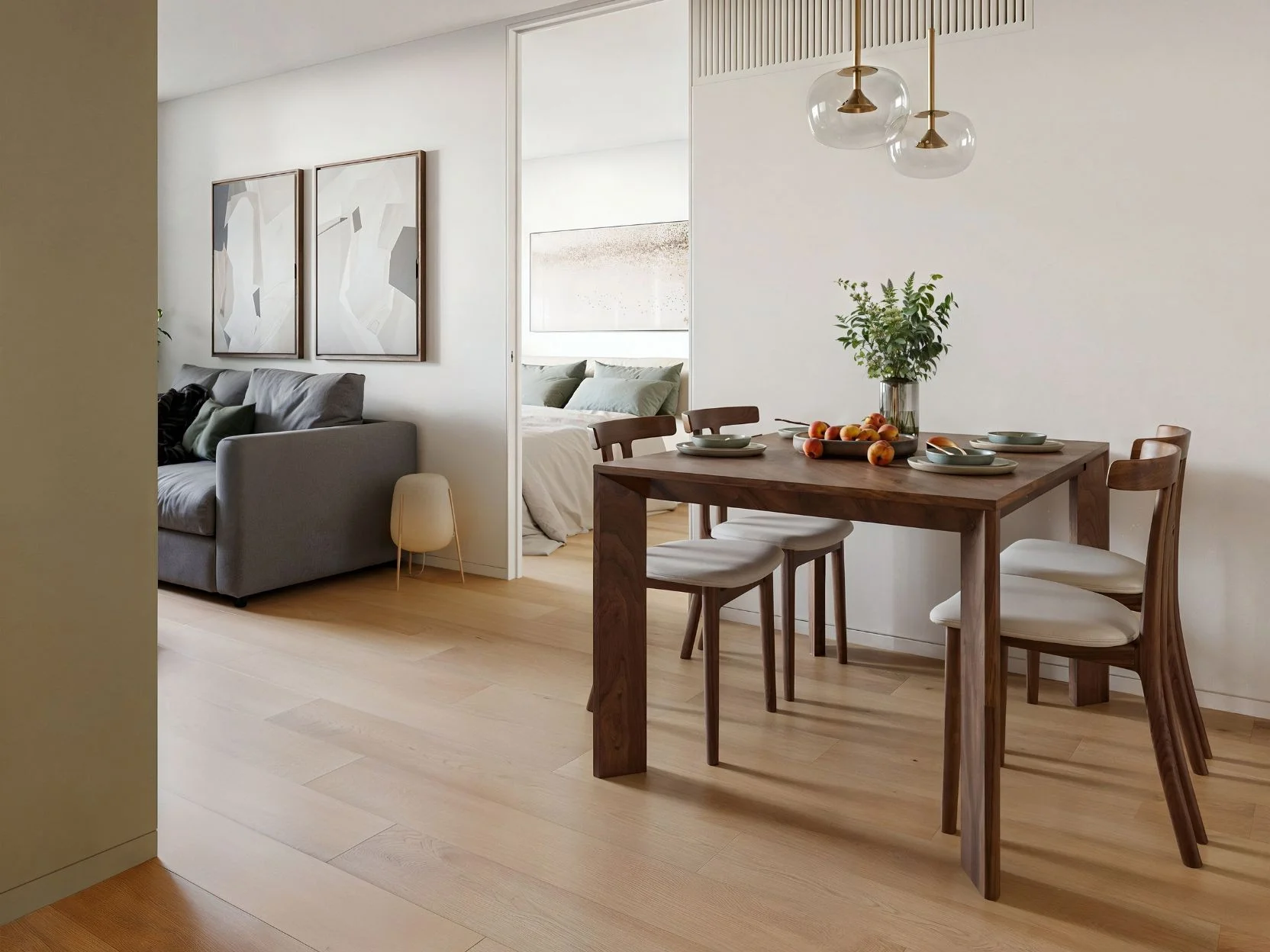 Open-plan dining and living area in 2-bedroom apartment at The Momentum Phuket, Laya