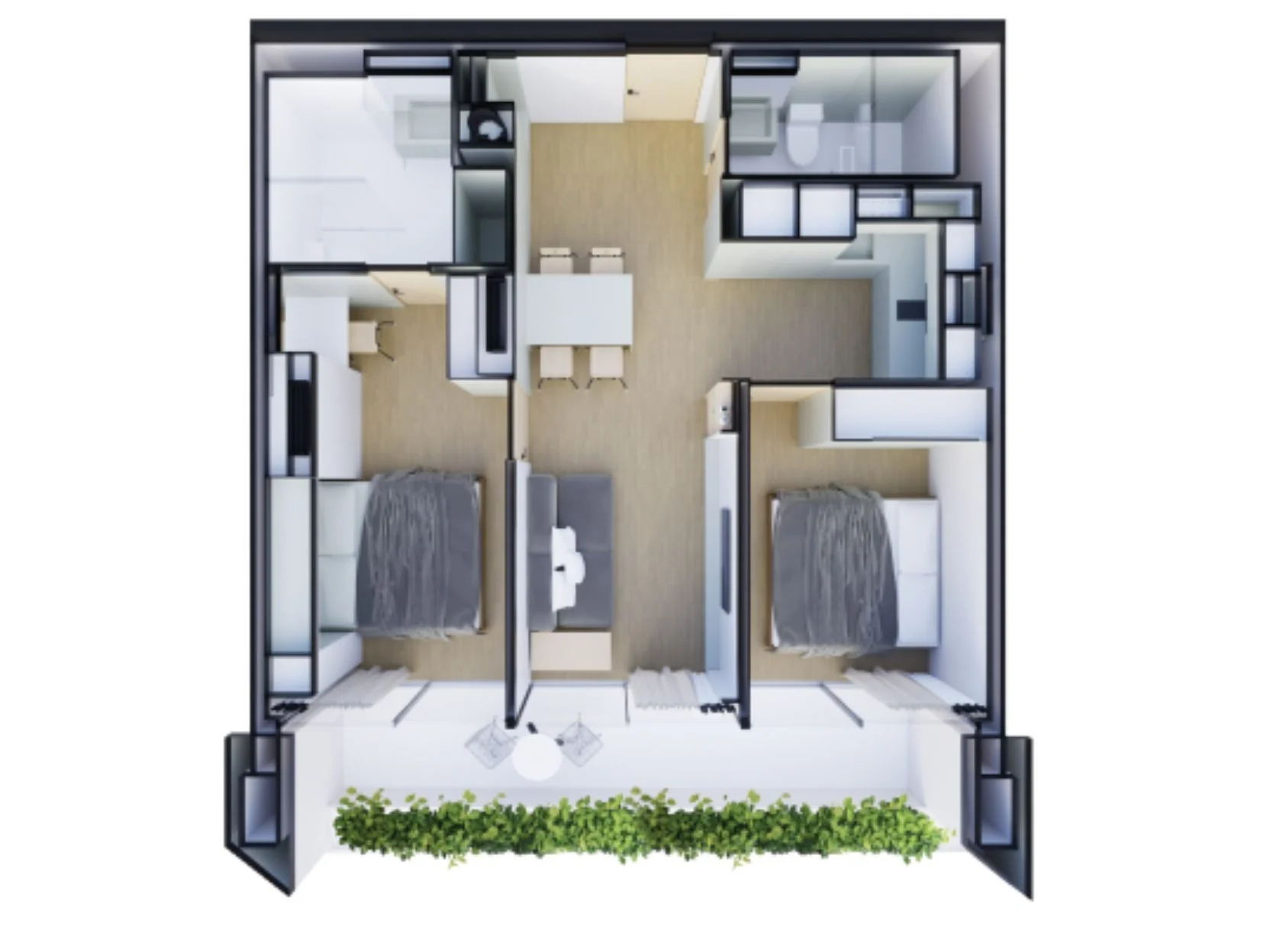 2 bed 72 sqm unit plan