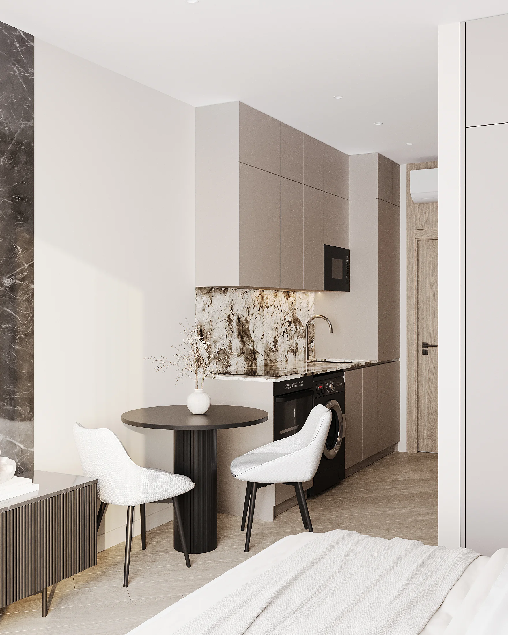 Studio kitchen and dining area interior at SunHills Layan, Thailand