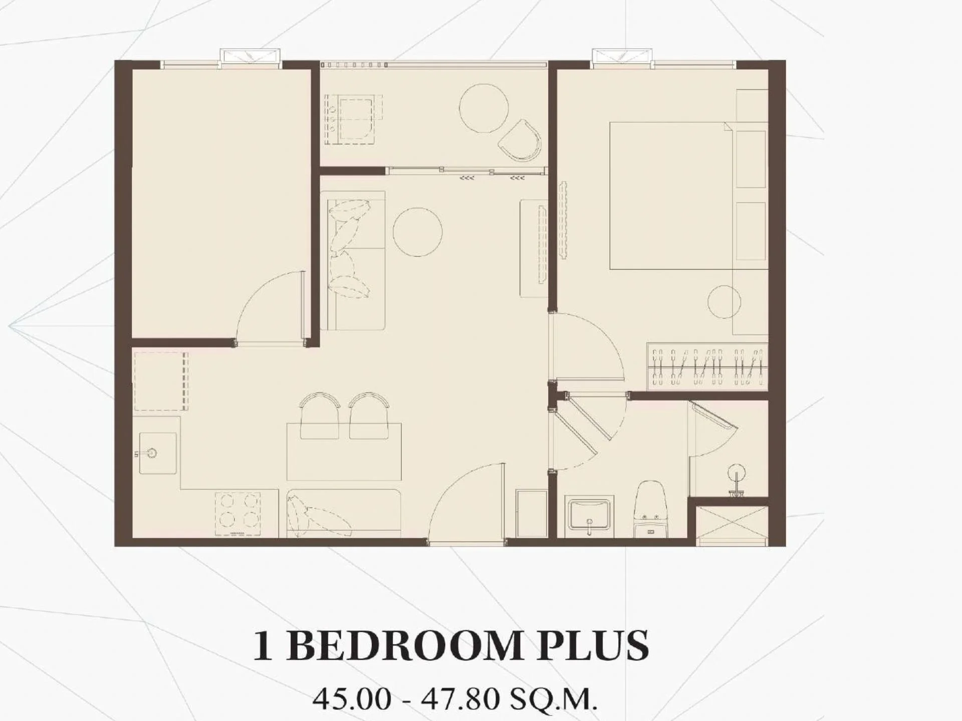 Unit Plan 1 bedroom plus 45 sqm The Title Kuartz