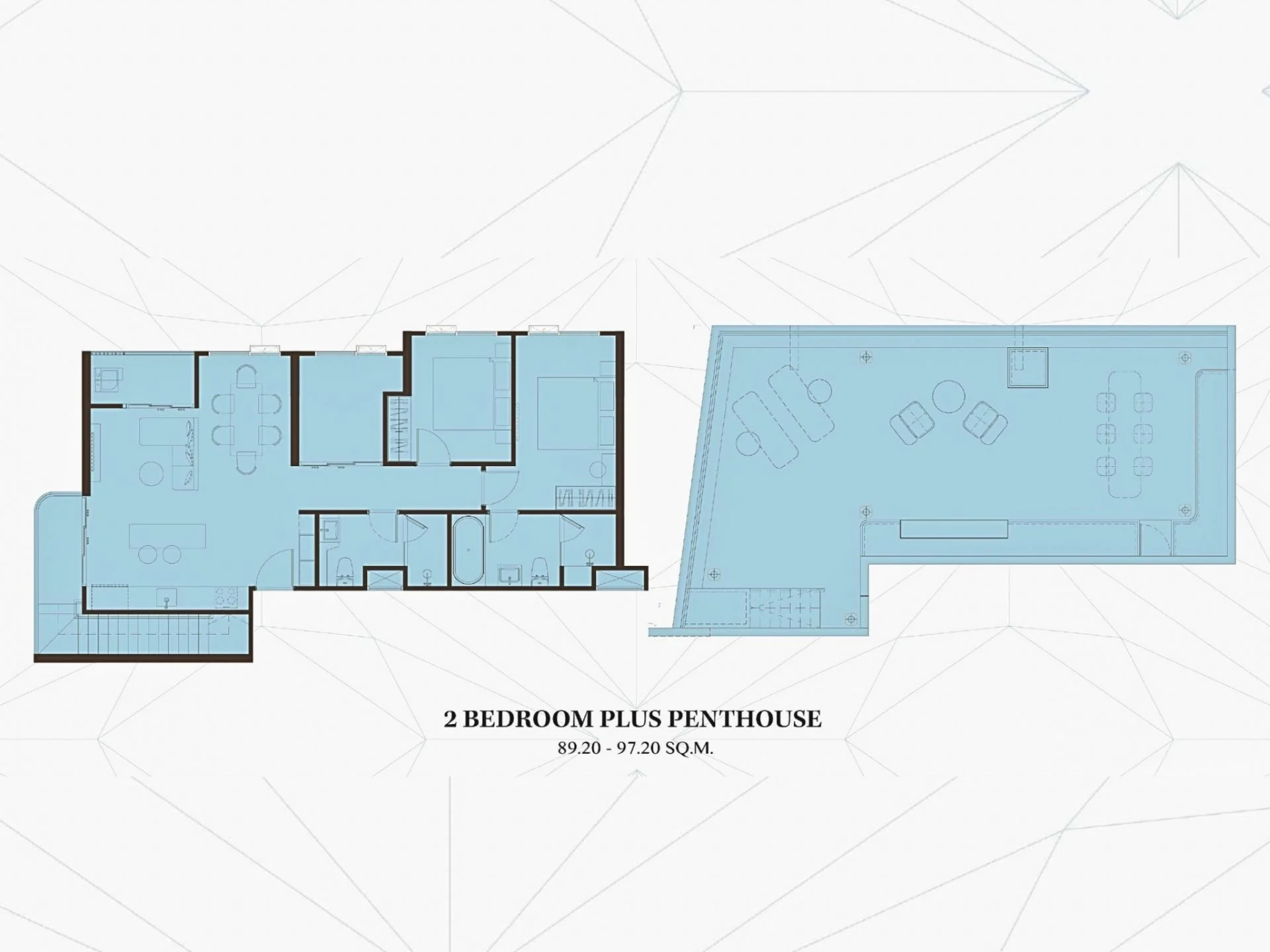 Unit Plan Penthouse 2 bedrooms 89 sqm The Title Kuartz
