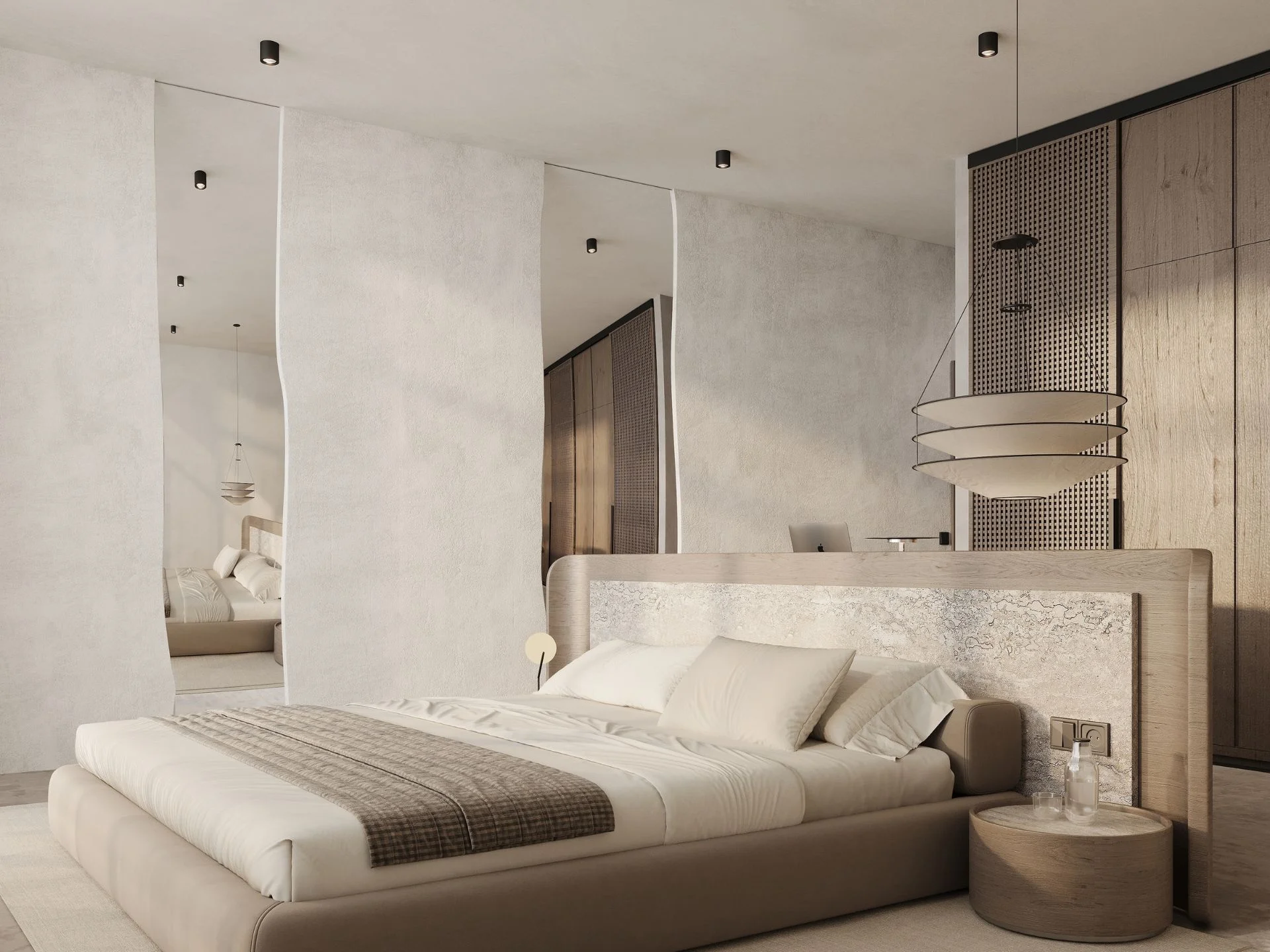 Master bedroom interior in a 2-bedroom apartment at Sunny Moon, Nai Ha