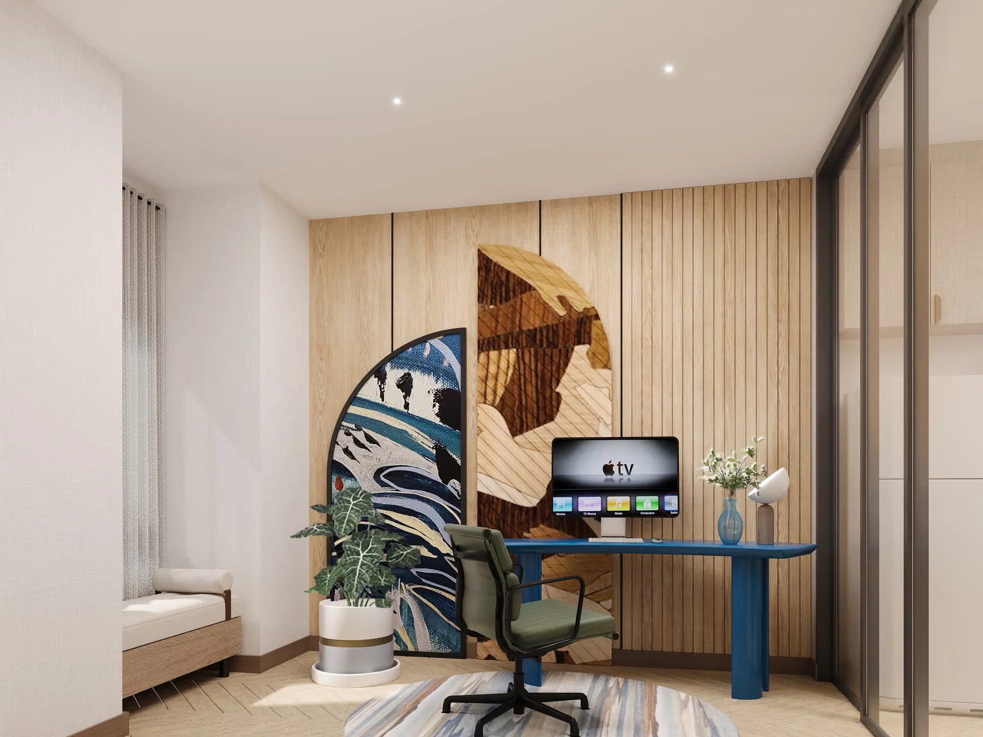 Interno studio con scrivania in appartamento 2 camere a The Title Adora, Rawai