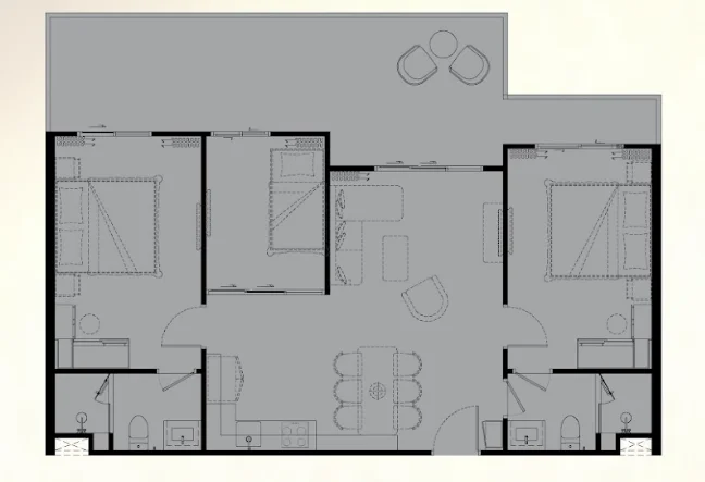 Unit plan 2 bedroom plus The Title Biancana Surin