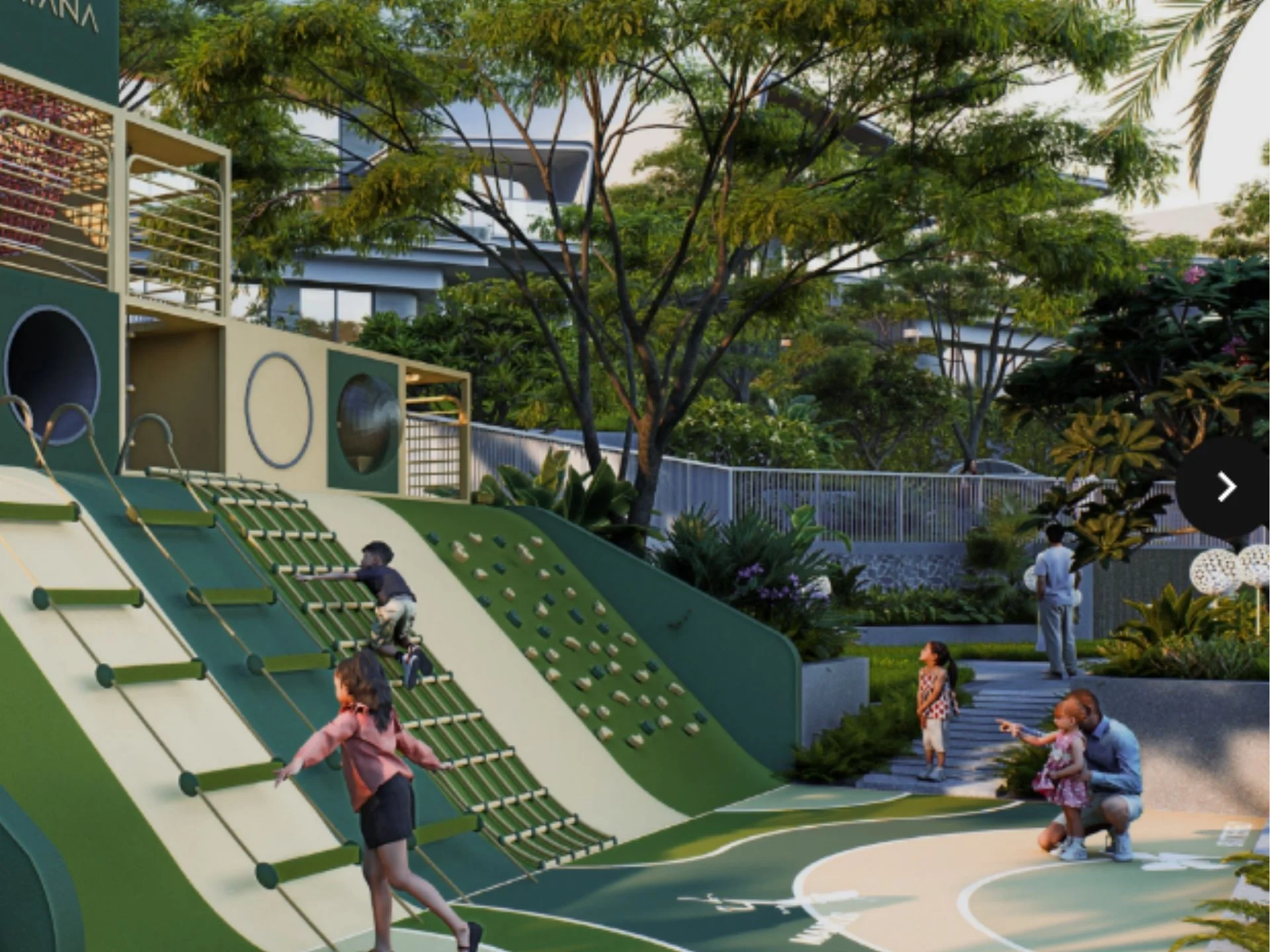 Children's playground with climbing structures at Ayana Soluna Villas, Thailand