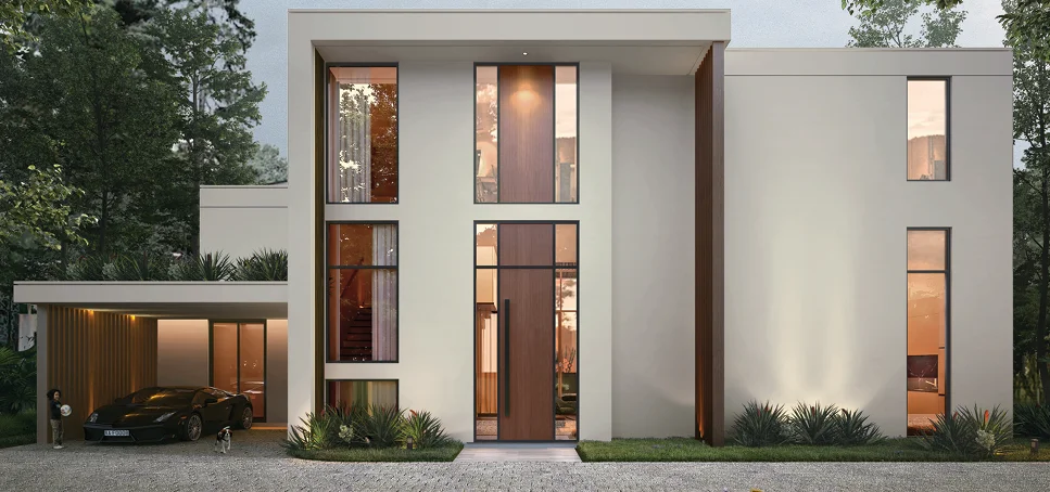 Modern villa architecture with carport at Ayana Soluna Villas, Thalang