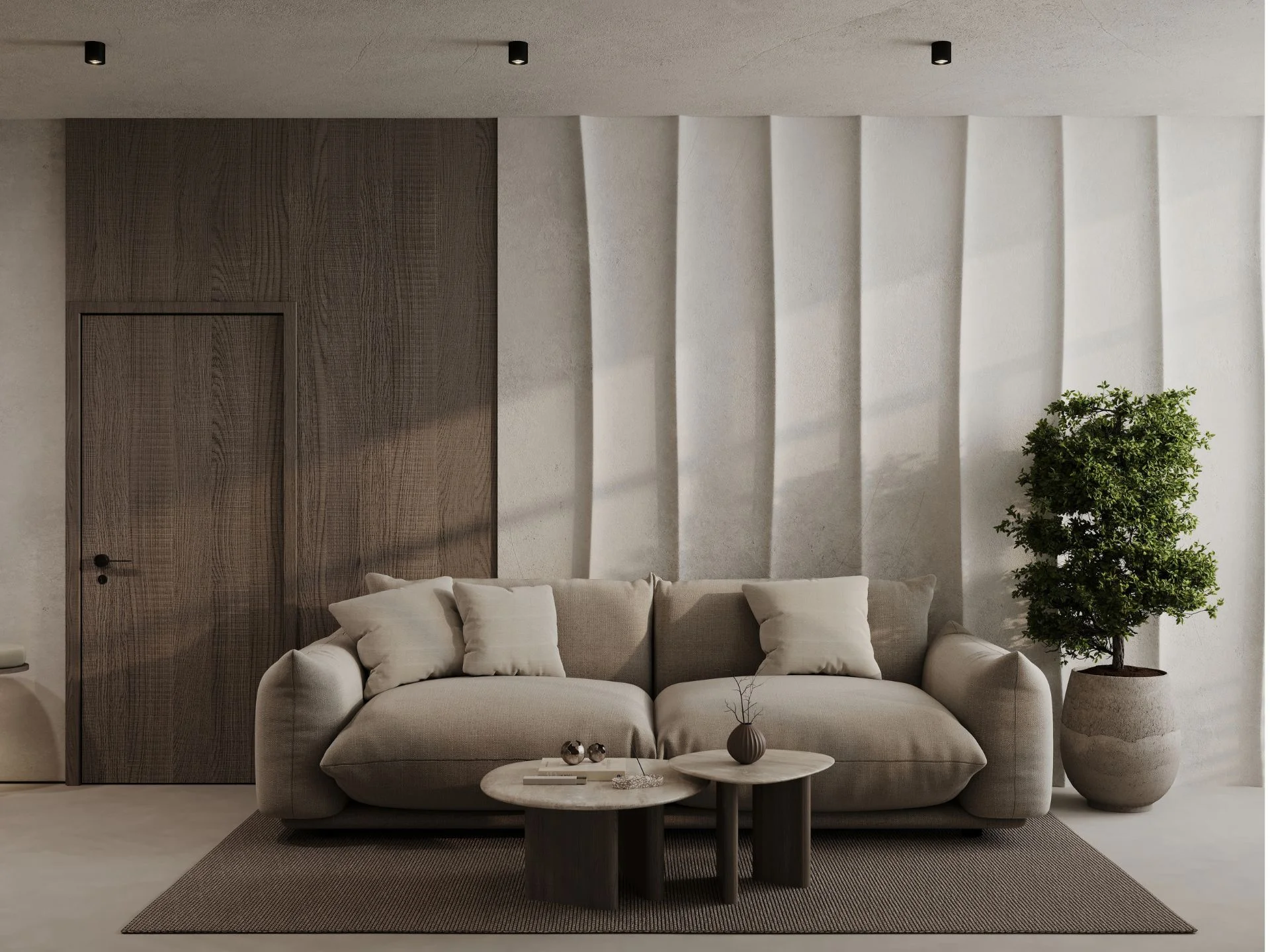 Living room interior in 1-bedroom apartment at Sunny Moon, Nai Ha (1)