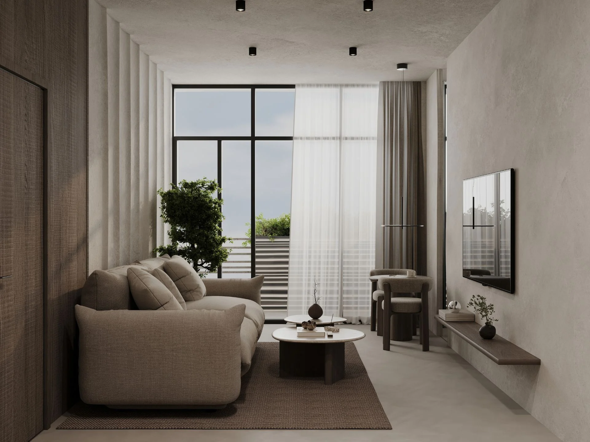 Living room interior in 1-bedroom apartment at Sunny Moon, Nai Ha