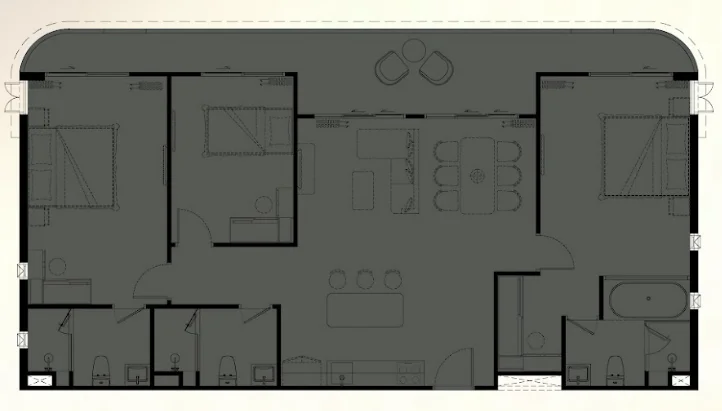 Unit plan 3 bedroom penthouse The Title Biancana Surin