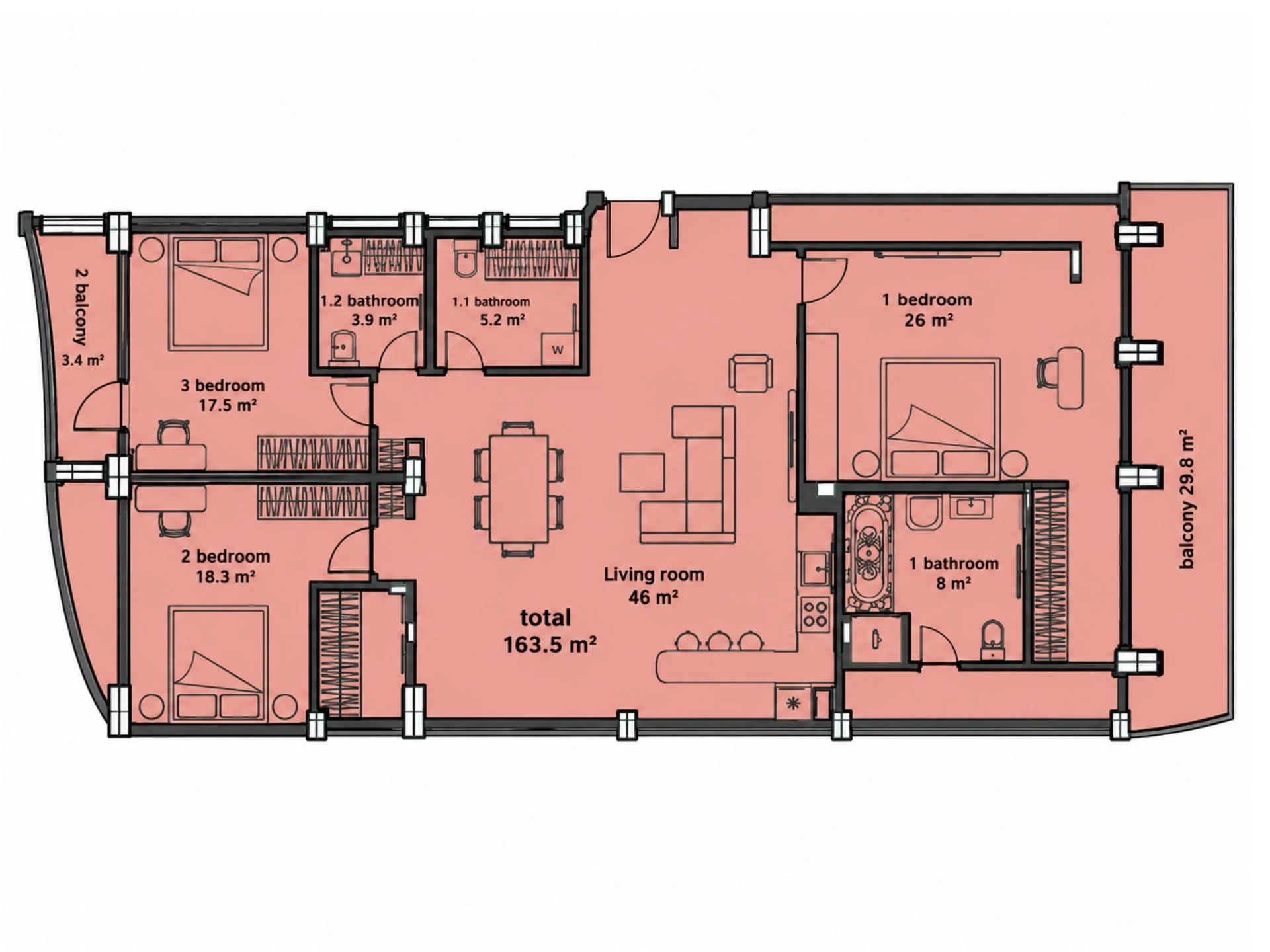 Unit-plan-3 bedrooms 164sqm-Sunny-Moon-Phuket