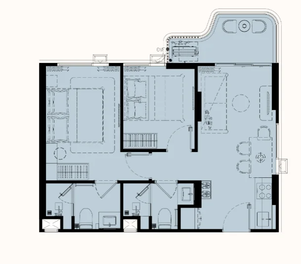 2 bed 51 sqm unit plan The Title Balcony