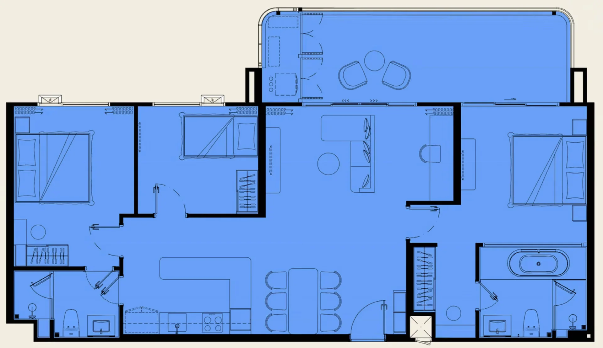 Unit Plan 2 bed plus 120 sqm