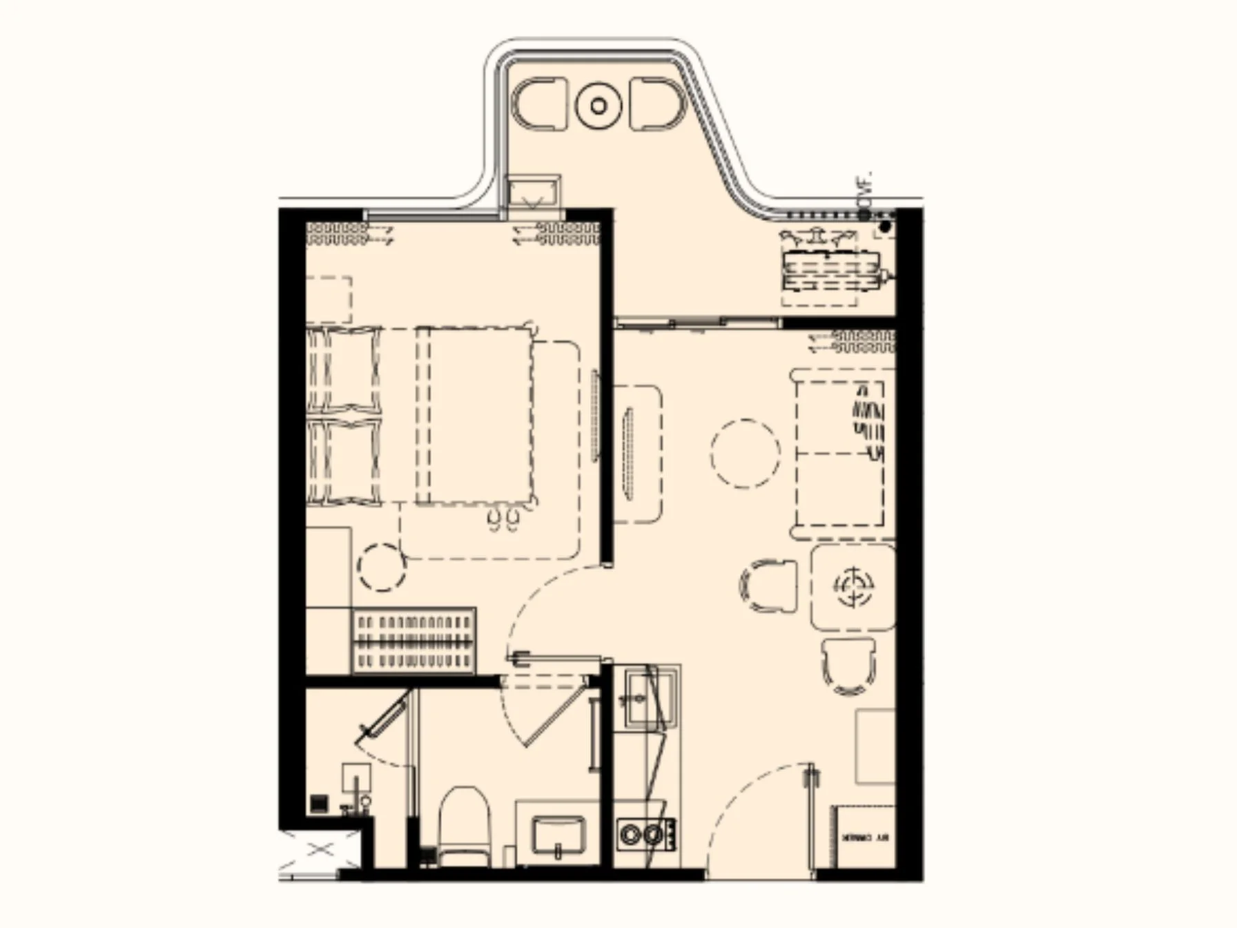 Unit plan 1 bedroom 33 sqm The Title Balcony