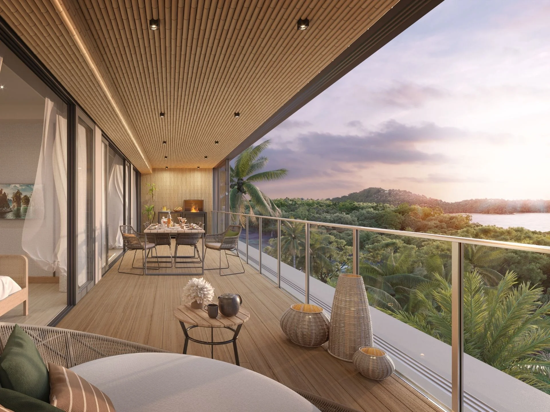 Lake and jungle view from terrace at Laguna Beach Residences Seashore, Thailand