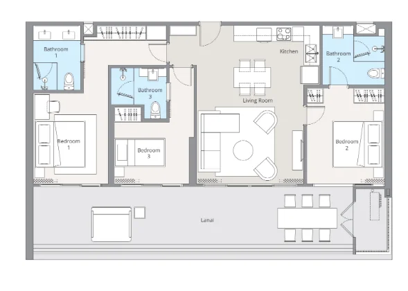 3 bed 131 sqm unit plan