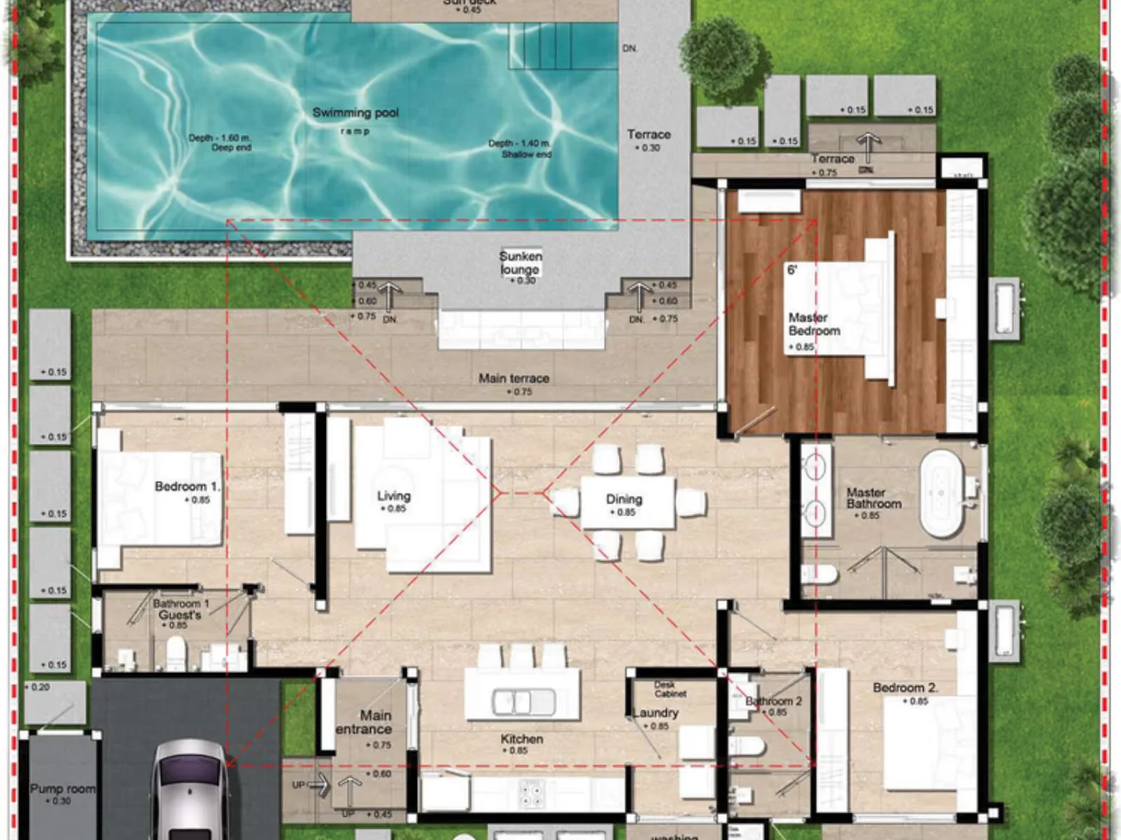 3 bed 310 sqm unit plan Botanica Four Seasons