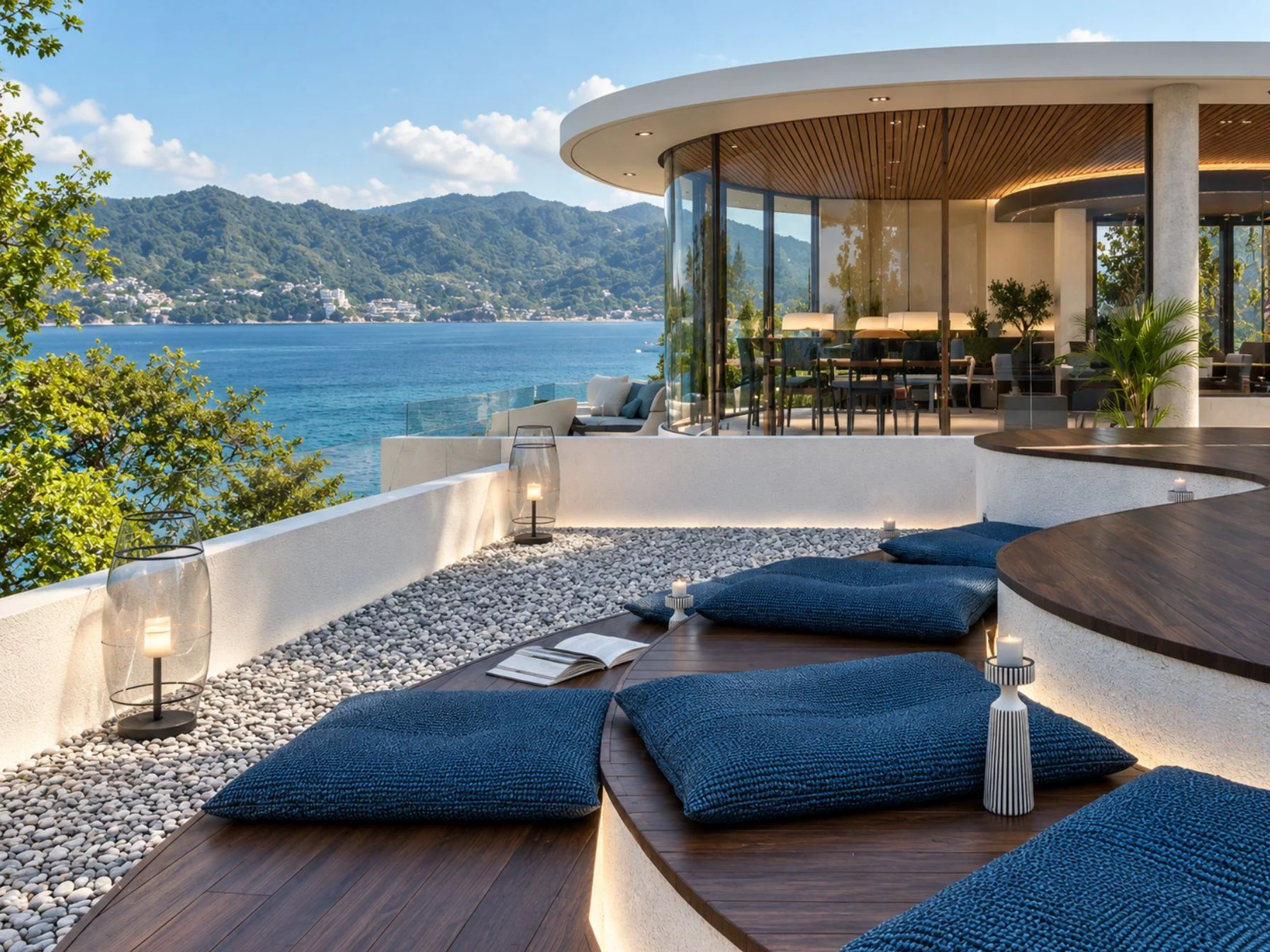 Sea view terrace with lounge area at Niranda Seaview apartment, Patong