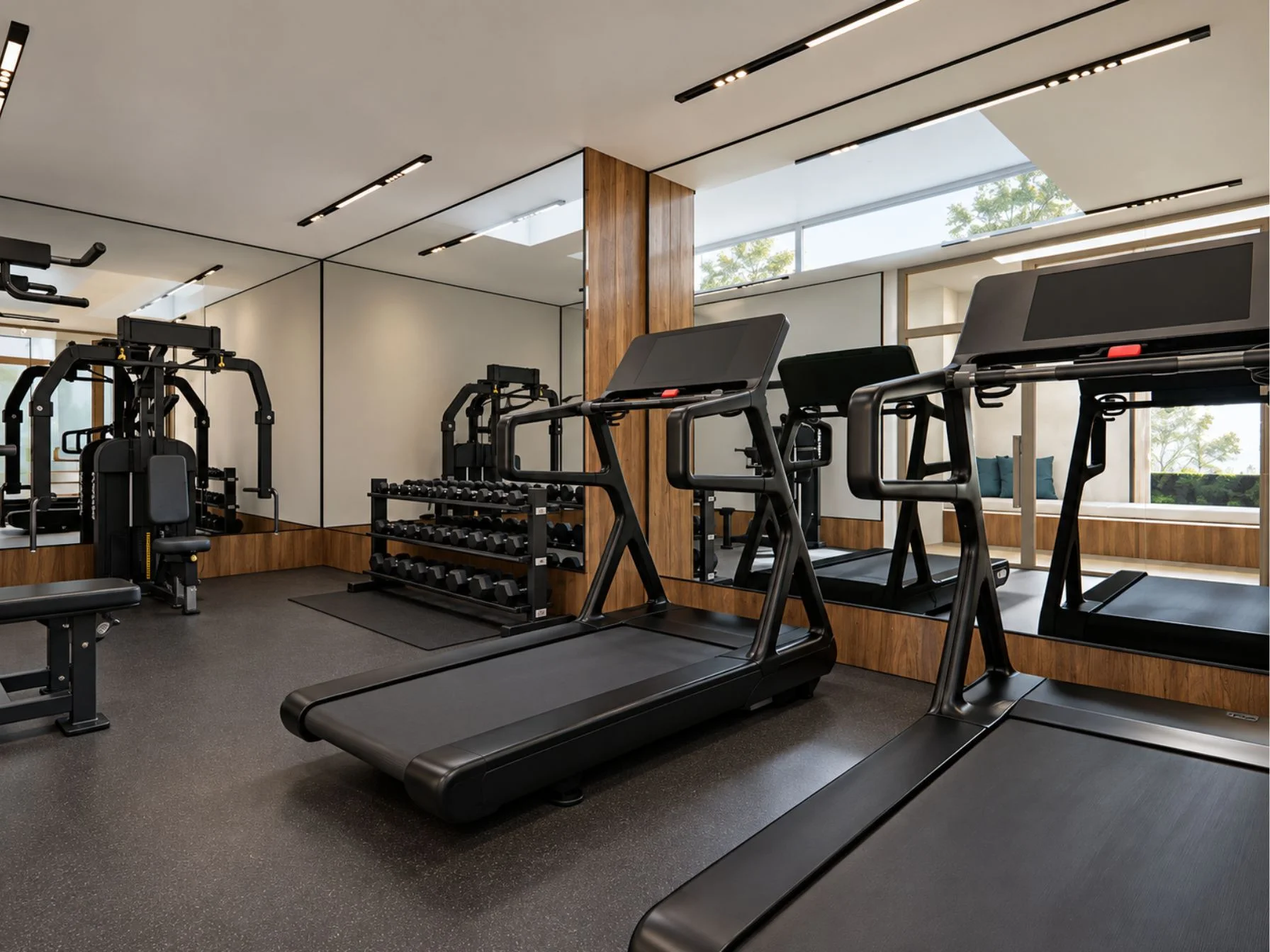 Fitness center with treadmills and equipment at Niranda Seaview, Thailand