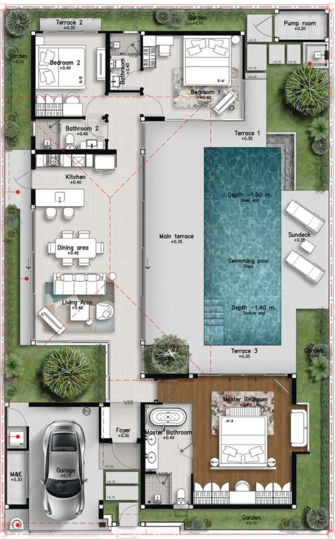 3 bed 205 sqm unit plan Botanica Four Seasons