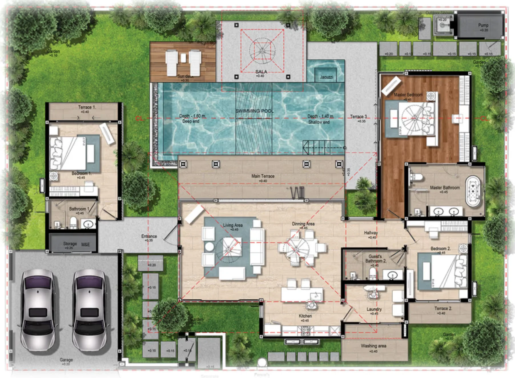 3 bed 370 sqm unit plan Botanica Four Seasons