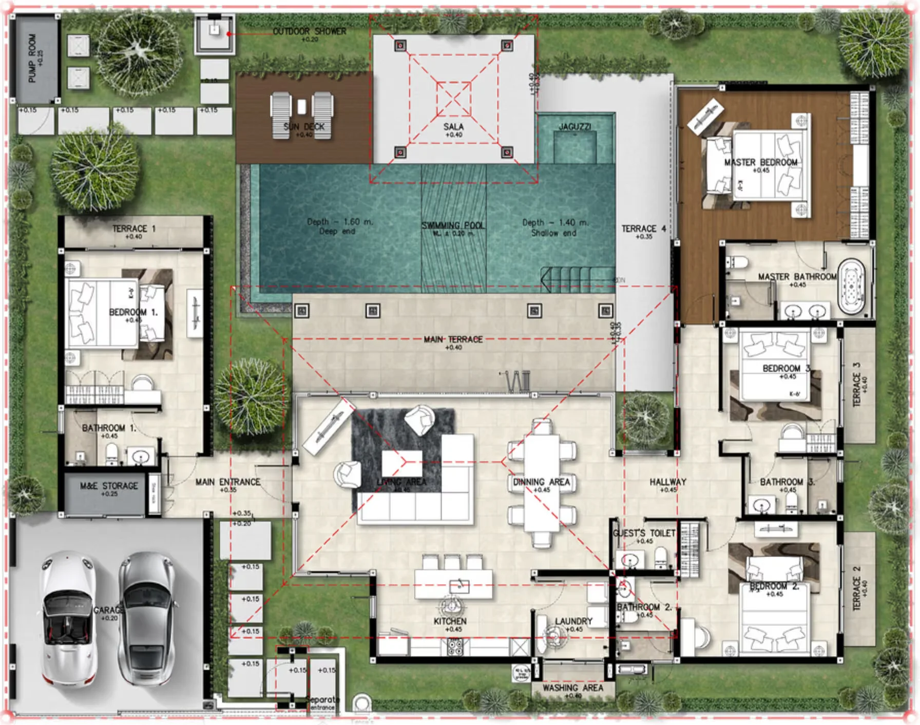 4 bed 232 sqm unit plan Botanica Four Seasons