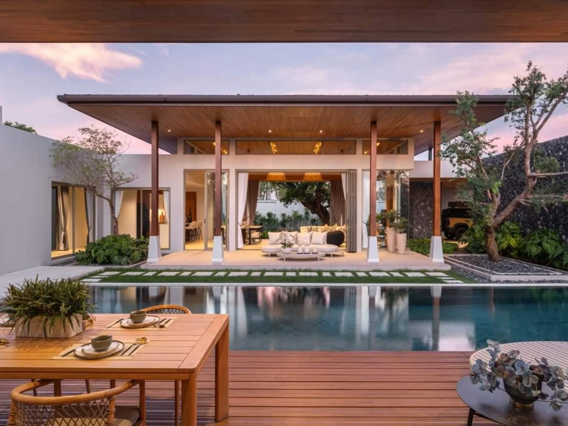 Modern villa architecture with pool and terrace at Botanica Grand Avenue, Cherng Talay