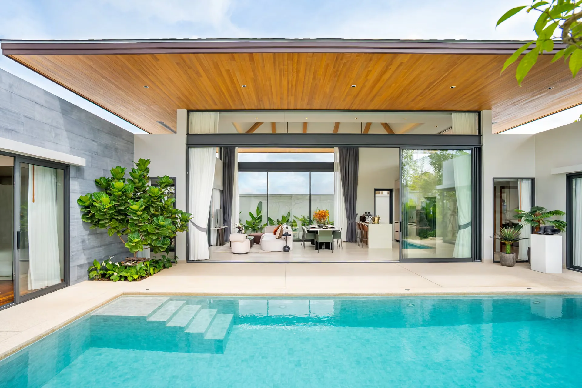 Private swimming pool with terrace and living area at Botanica Pru Jampa, Thailand