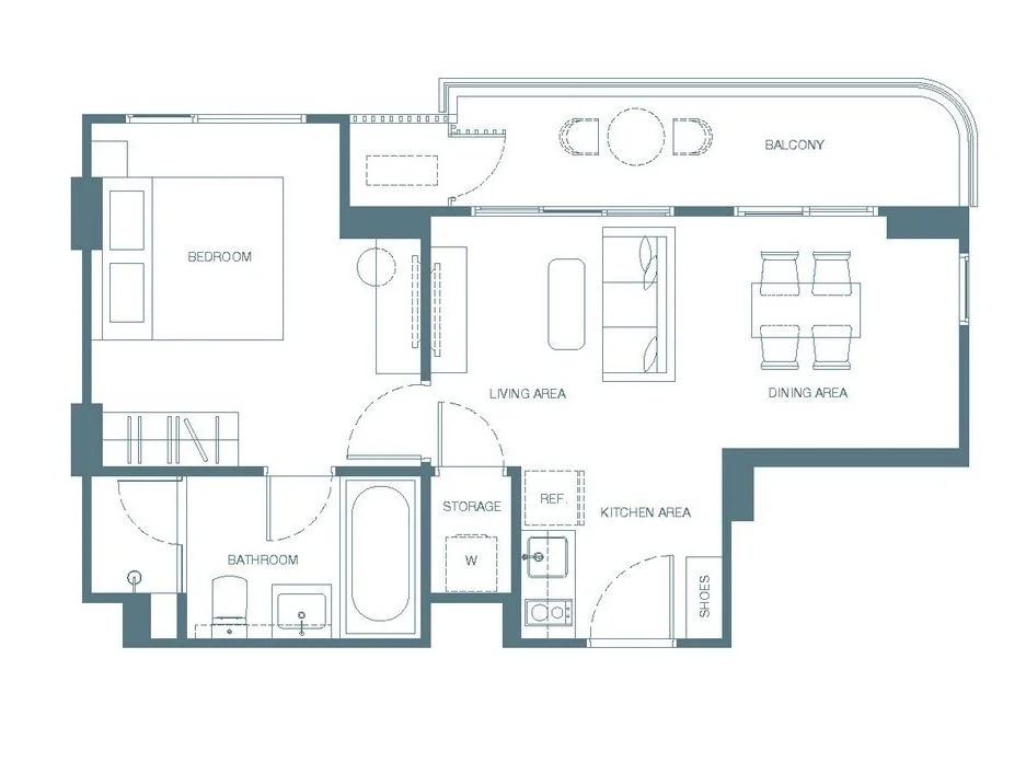 1 bedroom 50 sqm unit plan
