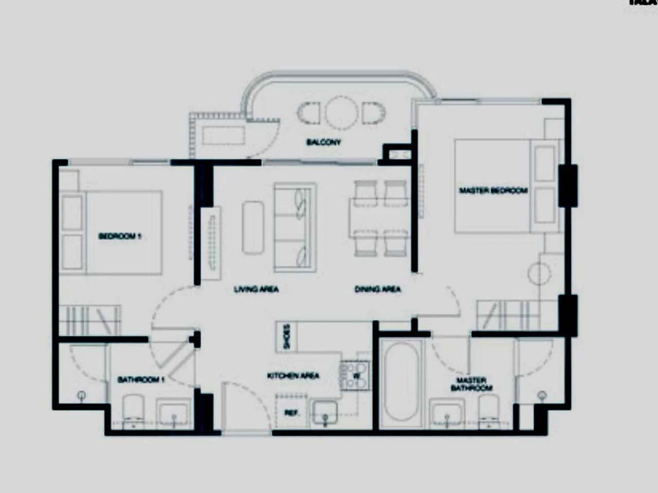 2 bedroom 60 sqm unit plan