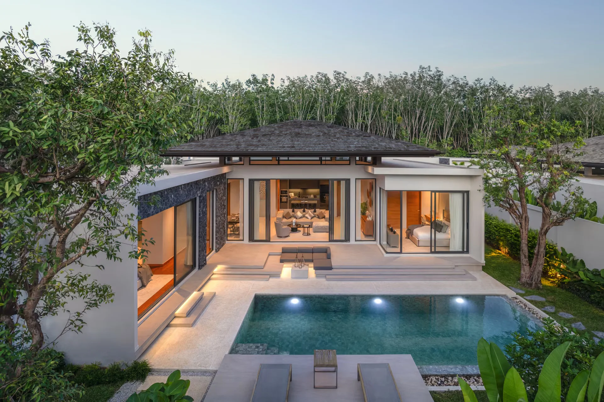 Architecture of Botanica Four Seasons villa with private pool, Laya