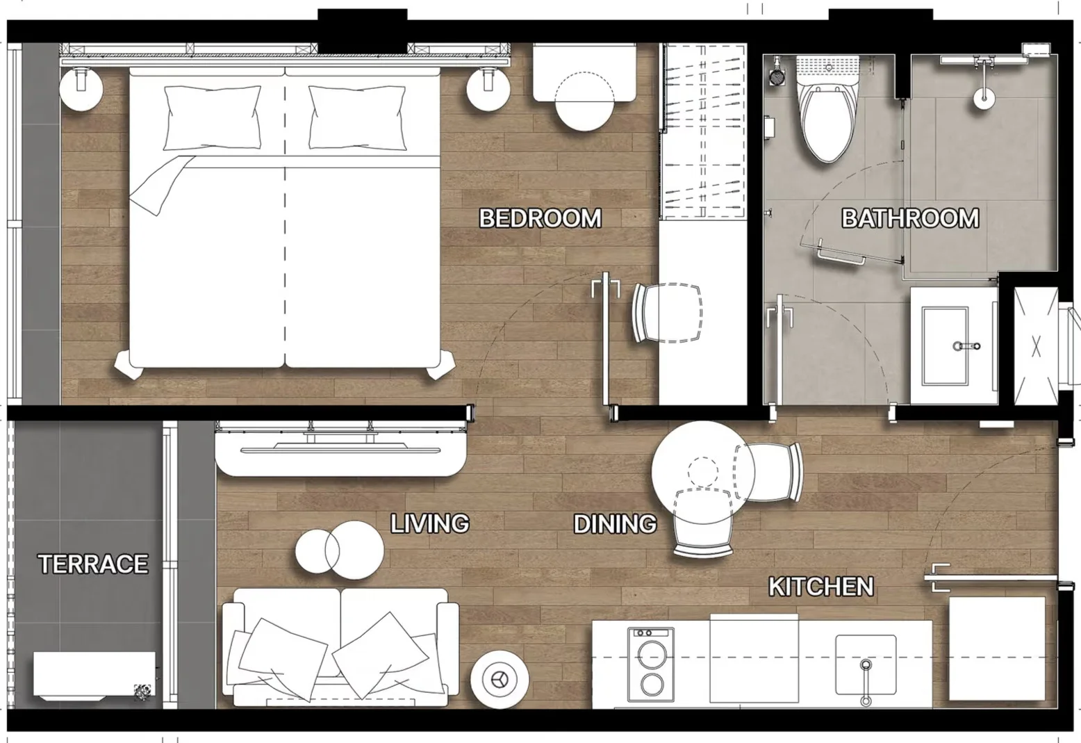 1 besd 32 sqm unit plan