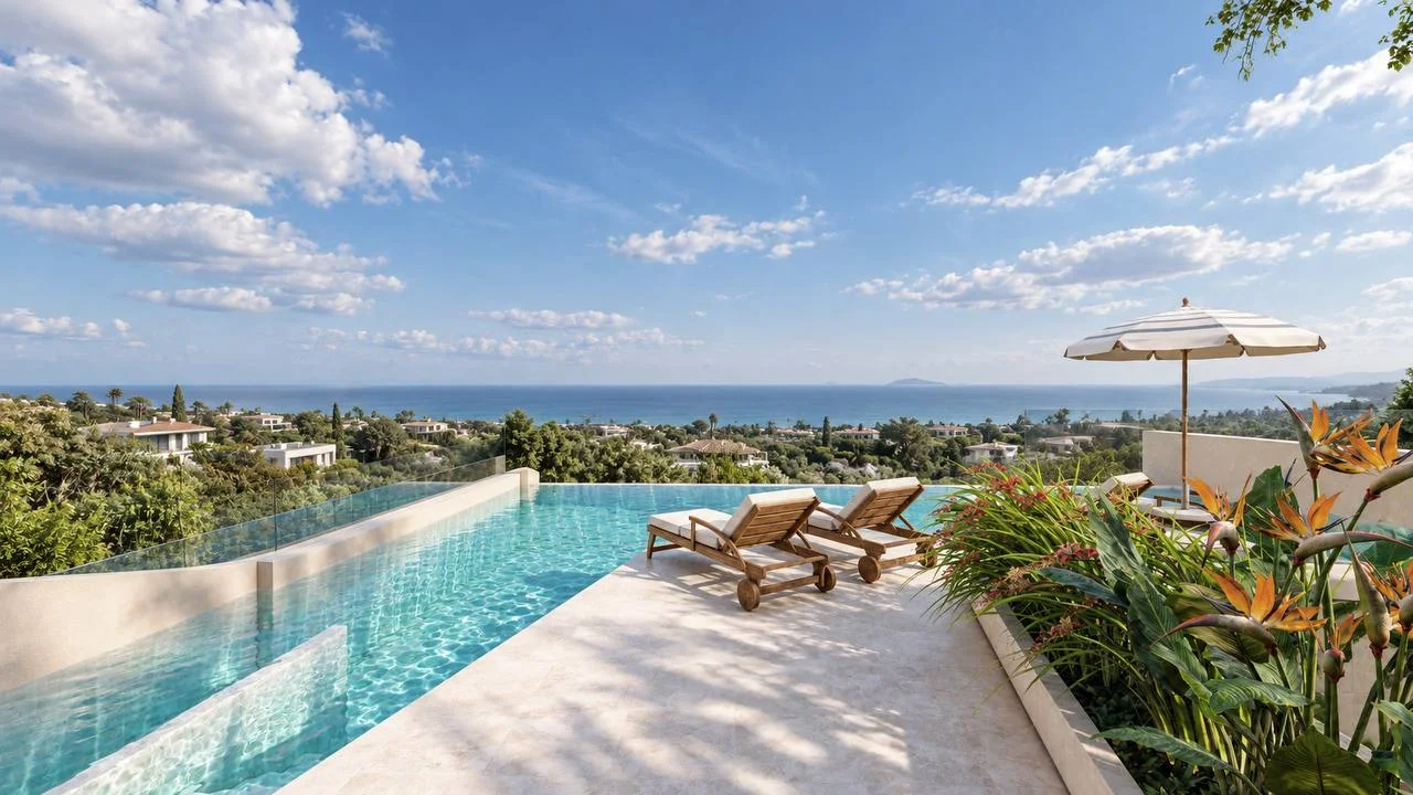 Sea view from infinity pool at Vibe Downtown, Thailand