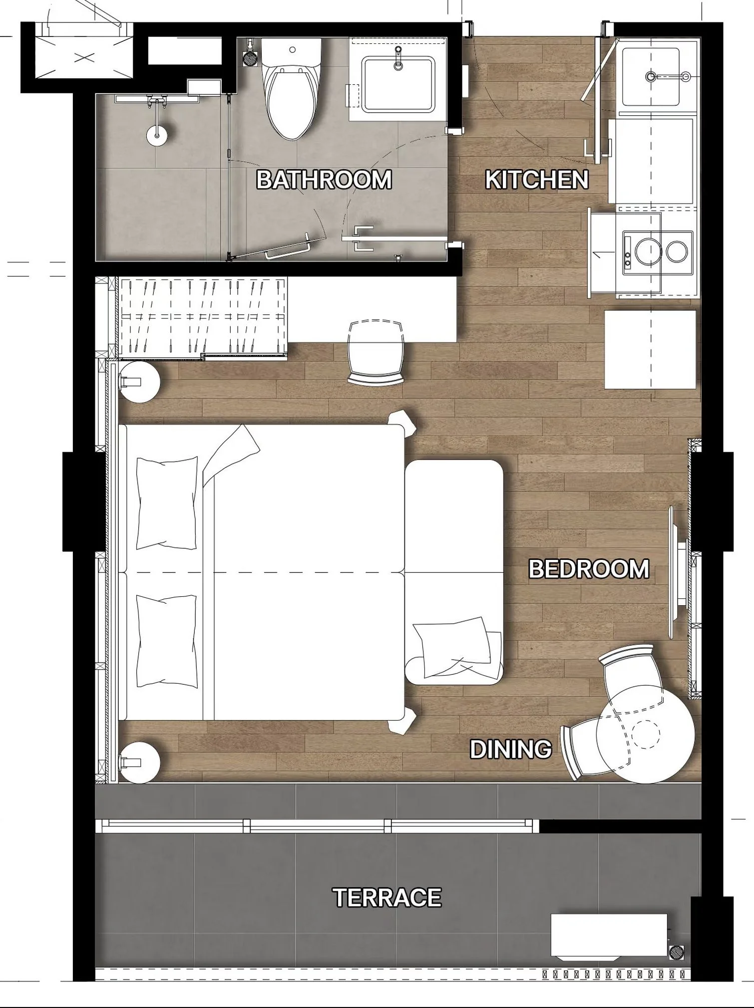 29 sqm studio unit plan