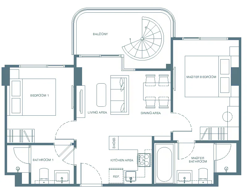 2 bedroom 83 sqm unit plan