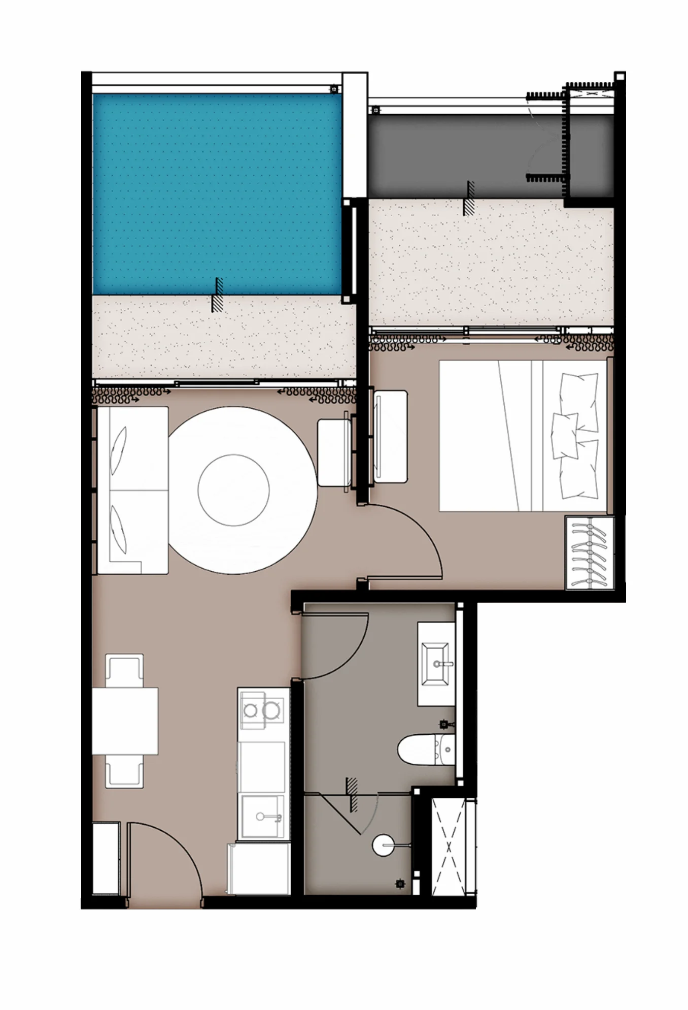 1 bed 32 sqm unit plan