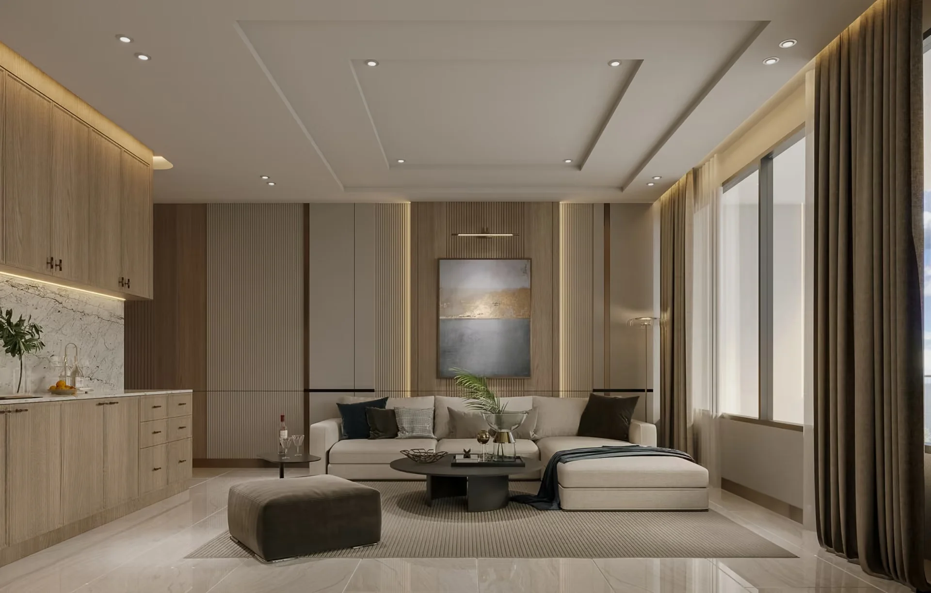 Living room interior in 2-bedroom apartment at Abov Patong Residence, Patong