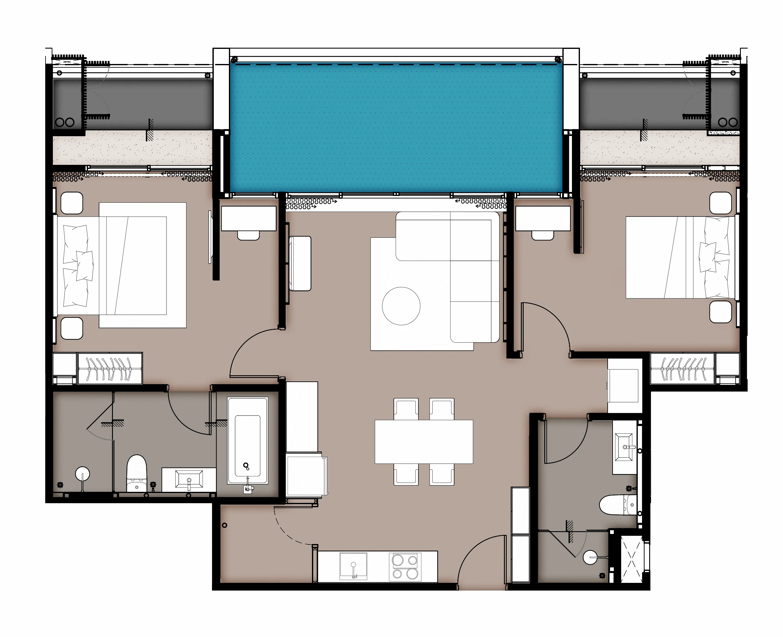2 bed 80 sqm unit plan