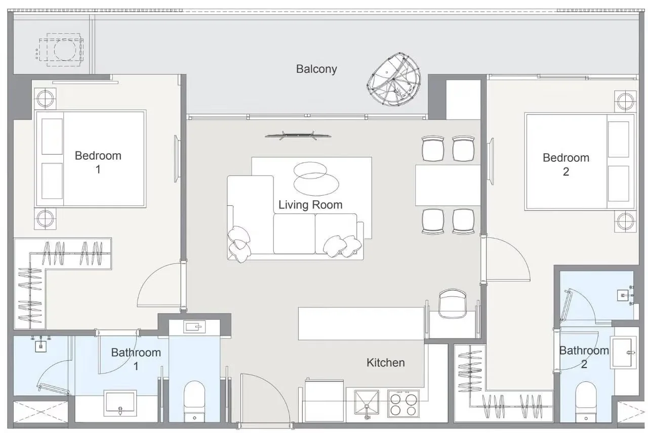2 bed 85 sqm unit plan