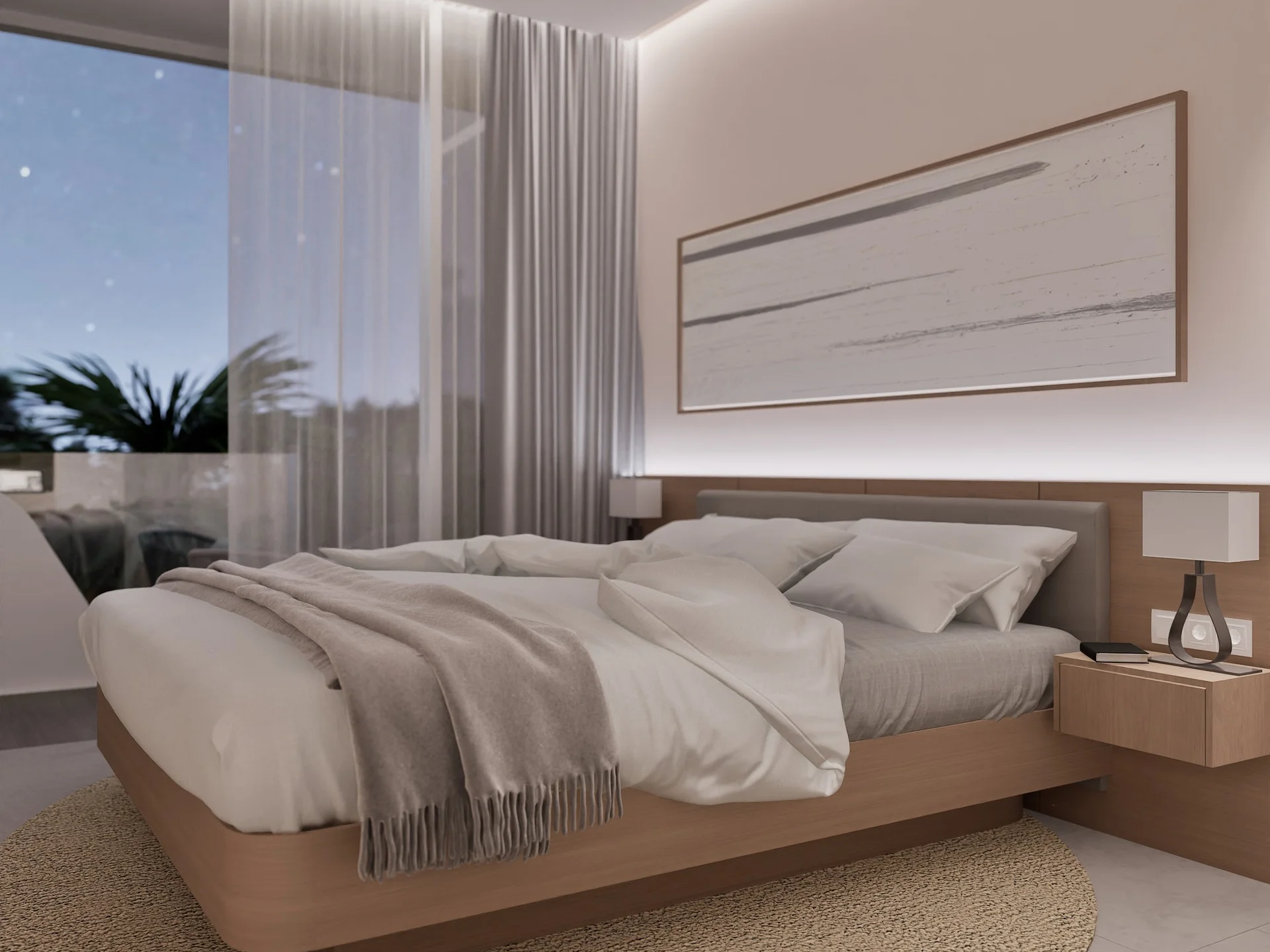 Master bedroom interior in studio apartment at Millennium, Bang Tao
