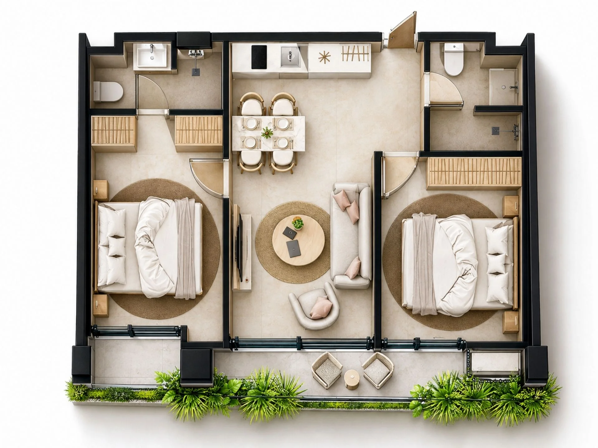 Unit Plan 2 Bedrooms 60 sqm Millennium