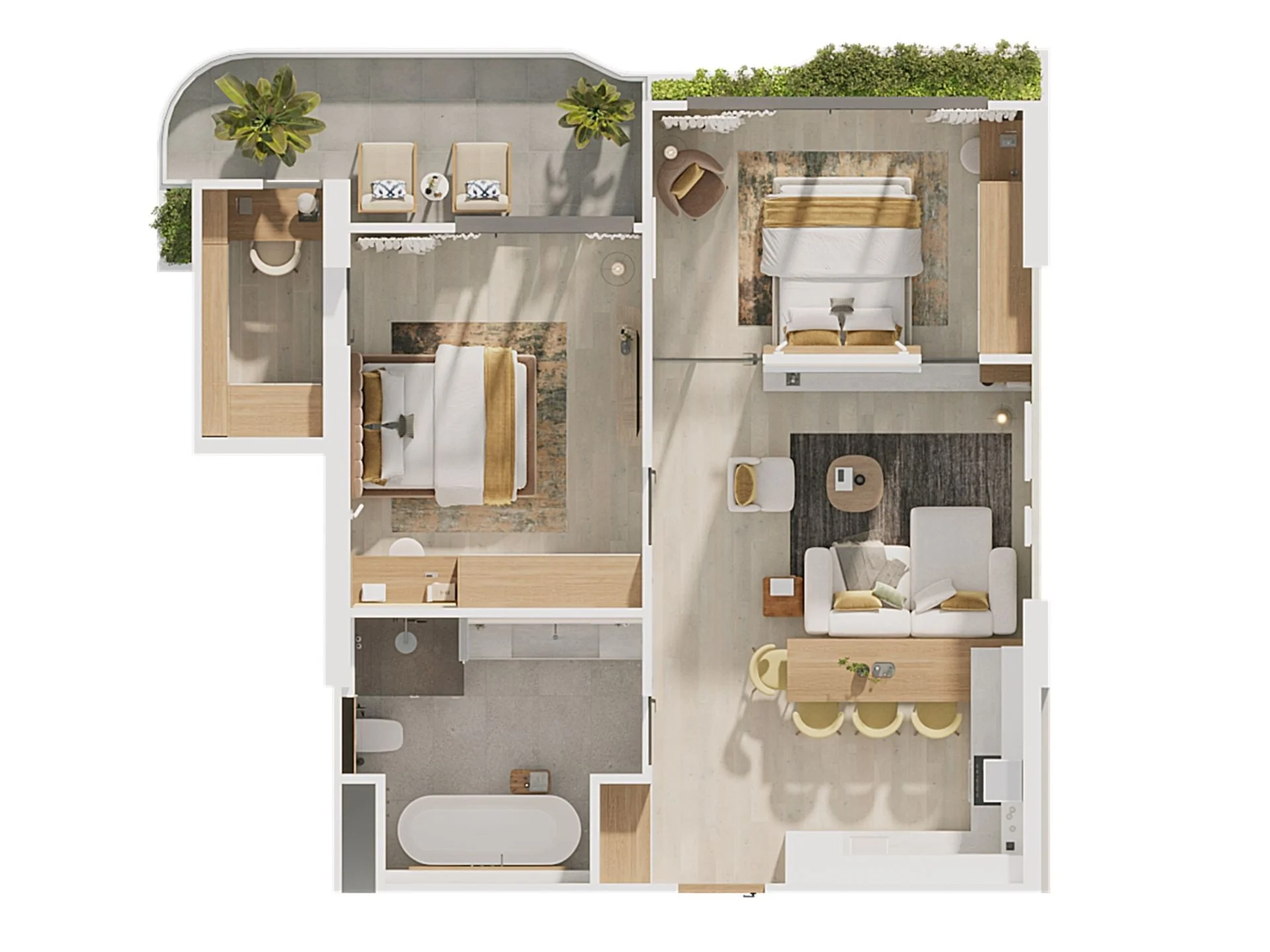 2 bed 75 sqm unit plan