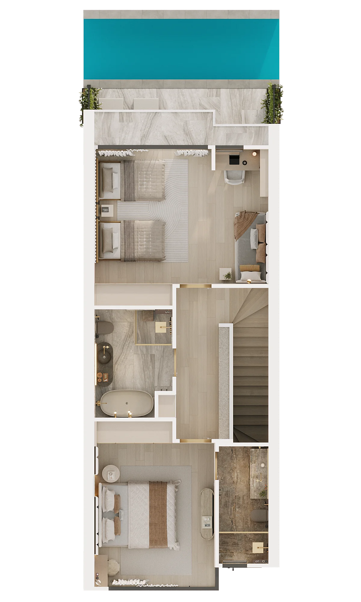 2 bed duplex 208 sqm unit plan